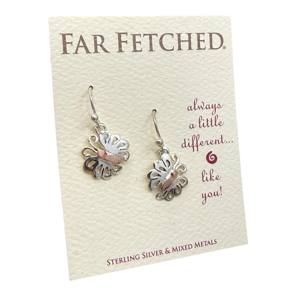 Far Fetched Fancy Butterfly Dangle Earrings 925 Sterling Silver Artisan Handmade